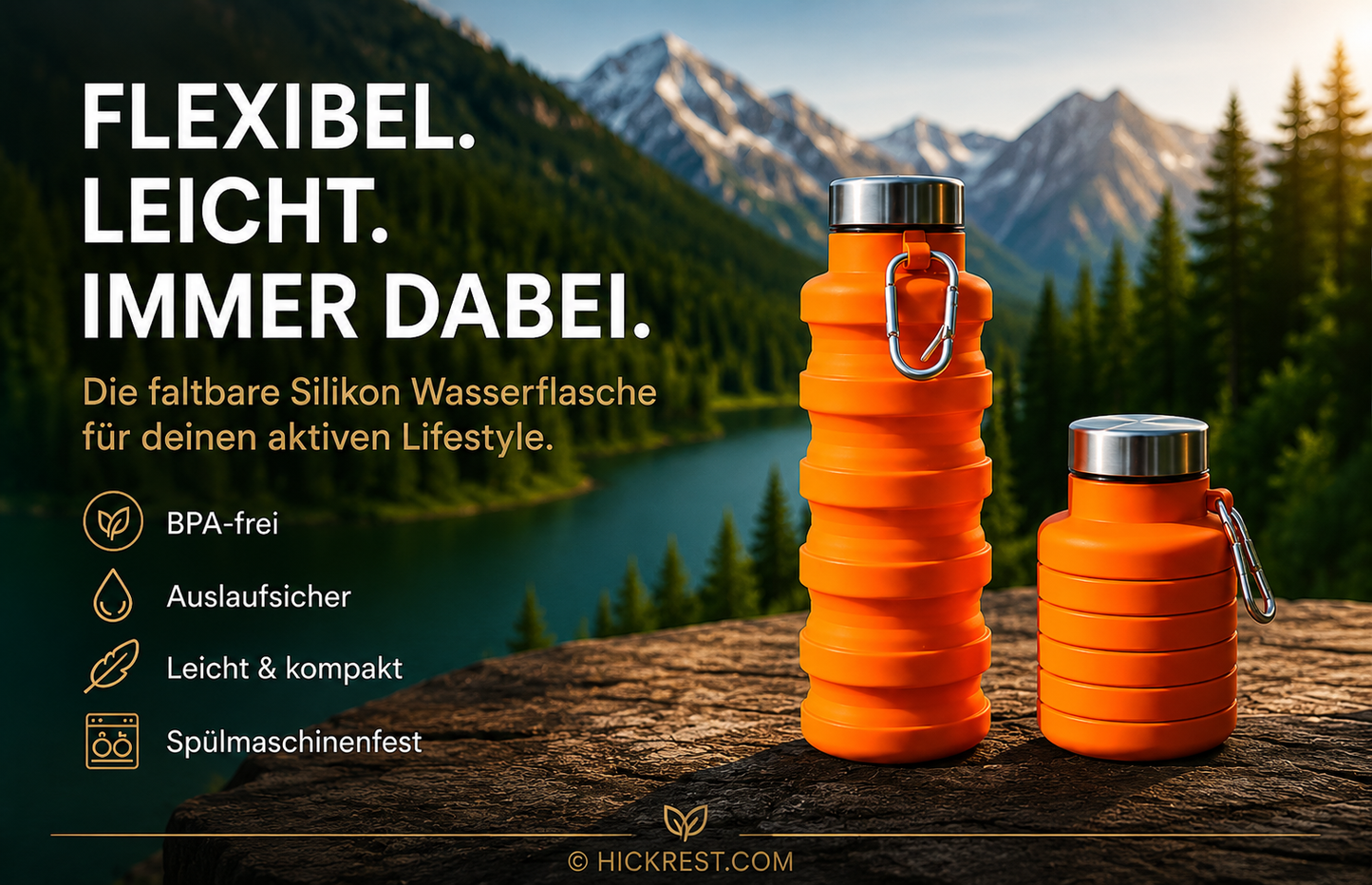 HICKREST® FlexBottle Faltbare Premium Silikon-Trinkflasche